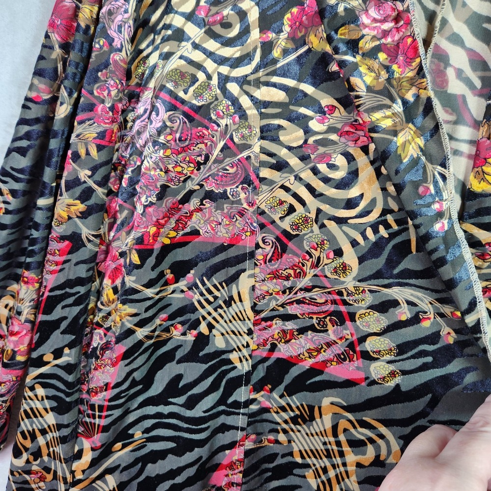Calessa Velvet Kimono Cardigan Womens 3X Black Burnout Floral Animal Whimsigoth - Picture 5 of 8